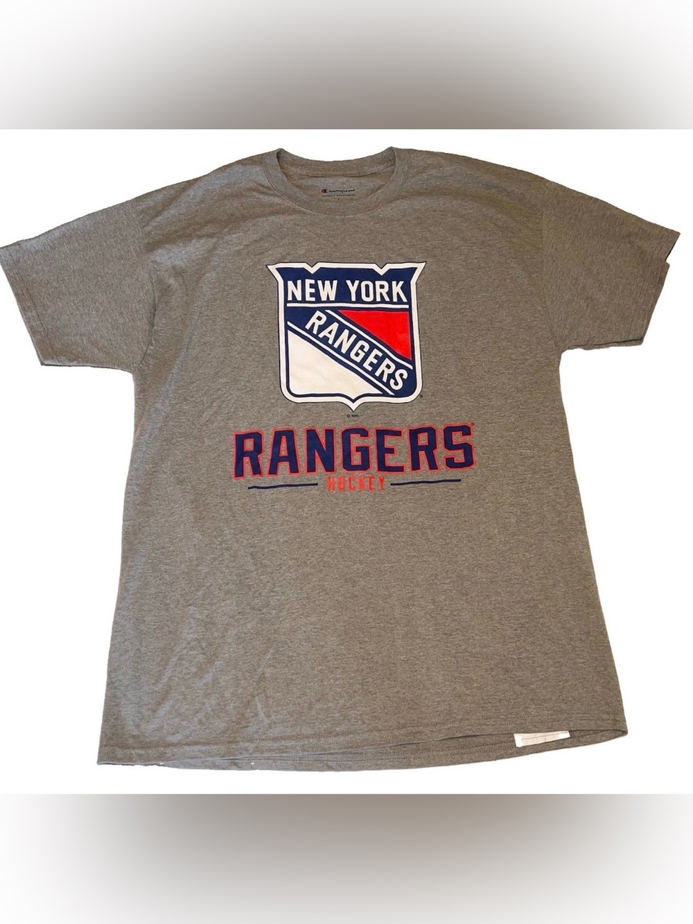 Champion New York Rangers T-Shirt Men’s Large Gray Short Sleeve Crew Neck NHL